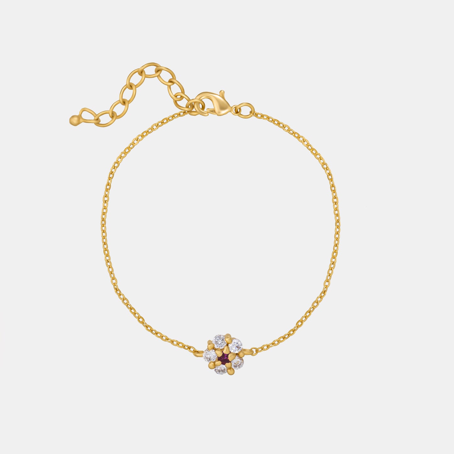 golden floral bracelet with diamond stone petals