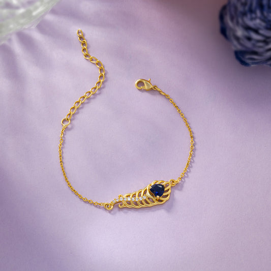 Blue Leafy  Golden Bracelet