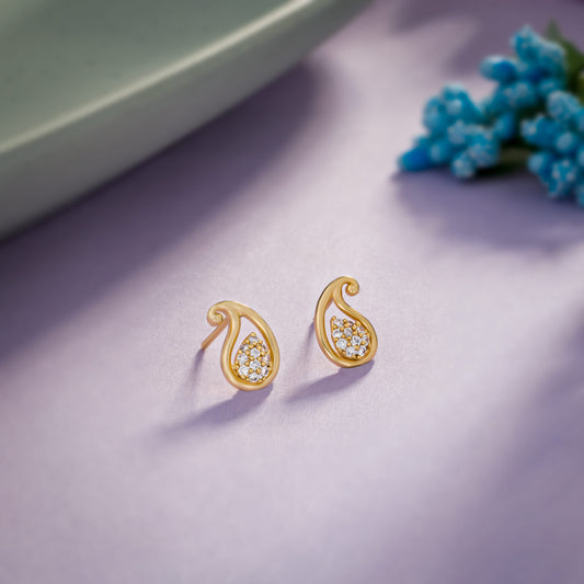 Pair of Golden Earrings with Diamonds