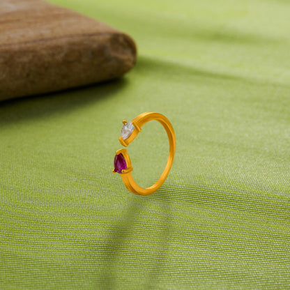 Golden Ring with a Stone and a Diamond