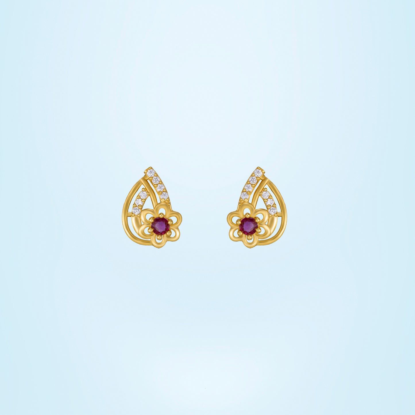 red blossom drop stud