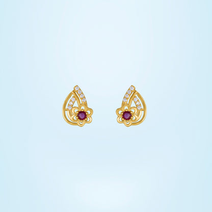 Red Blossom Drop Stud