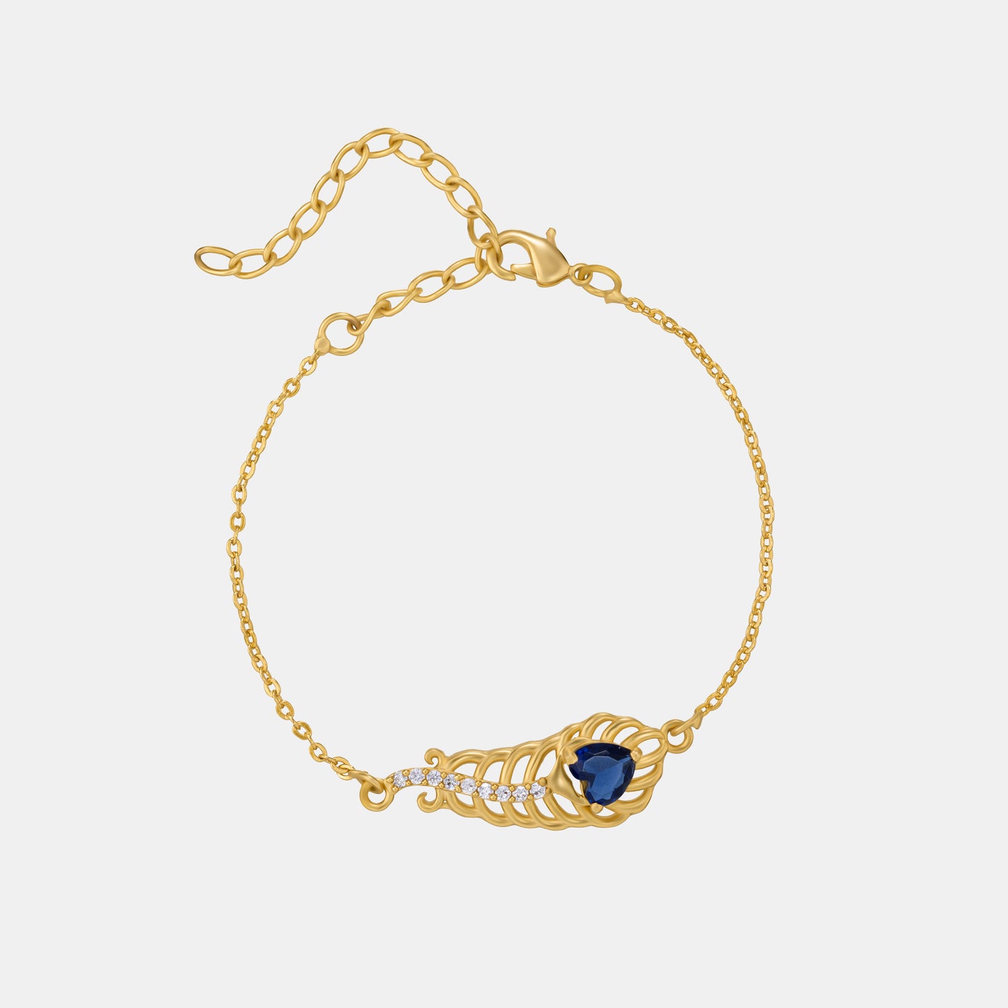 blue peacock feather golden bracelet