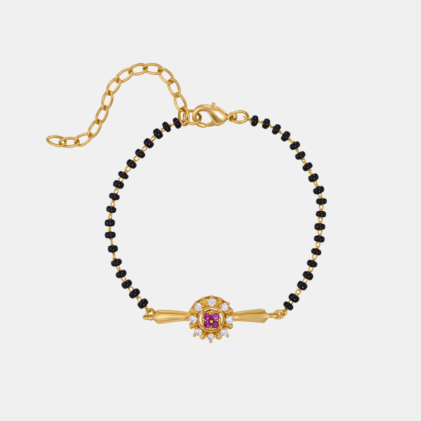 mangalsutra red stone flower bracelet