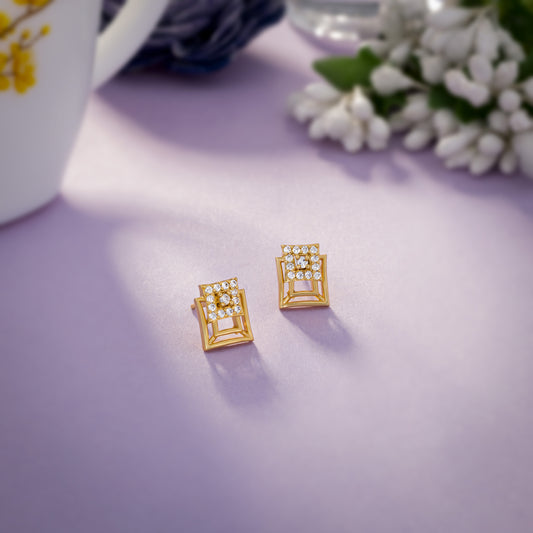 Pair of Golden Earrings with Diamonds