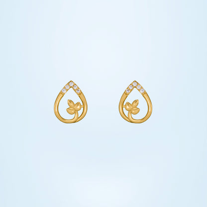 Pair of Golden Earrings with Diamonds