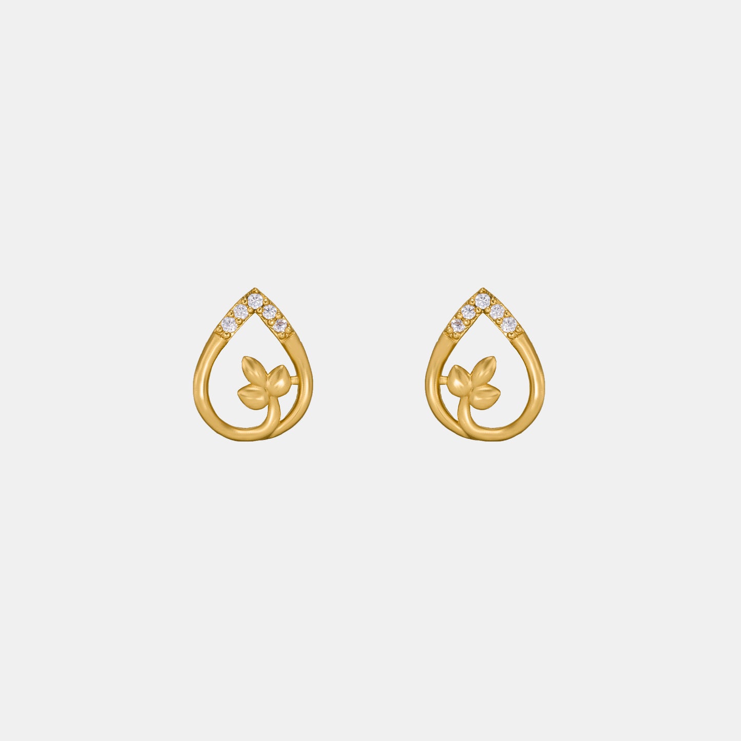 pair of golden earrings with diamonds