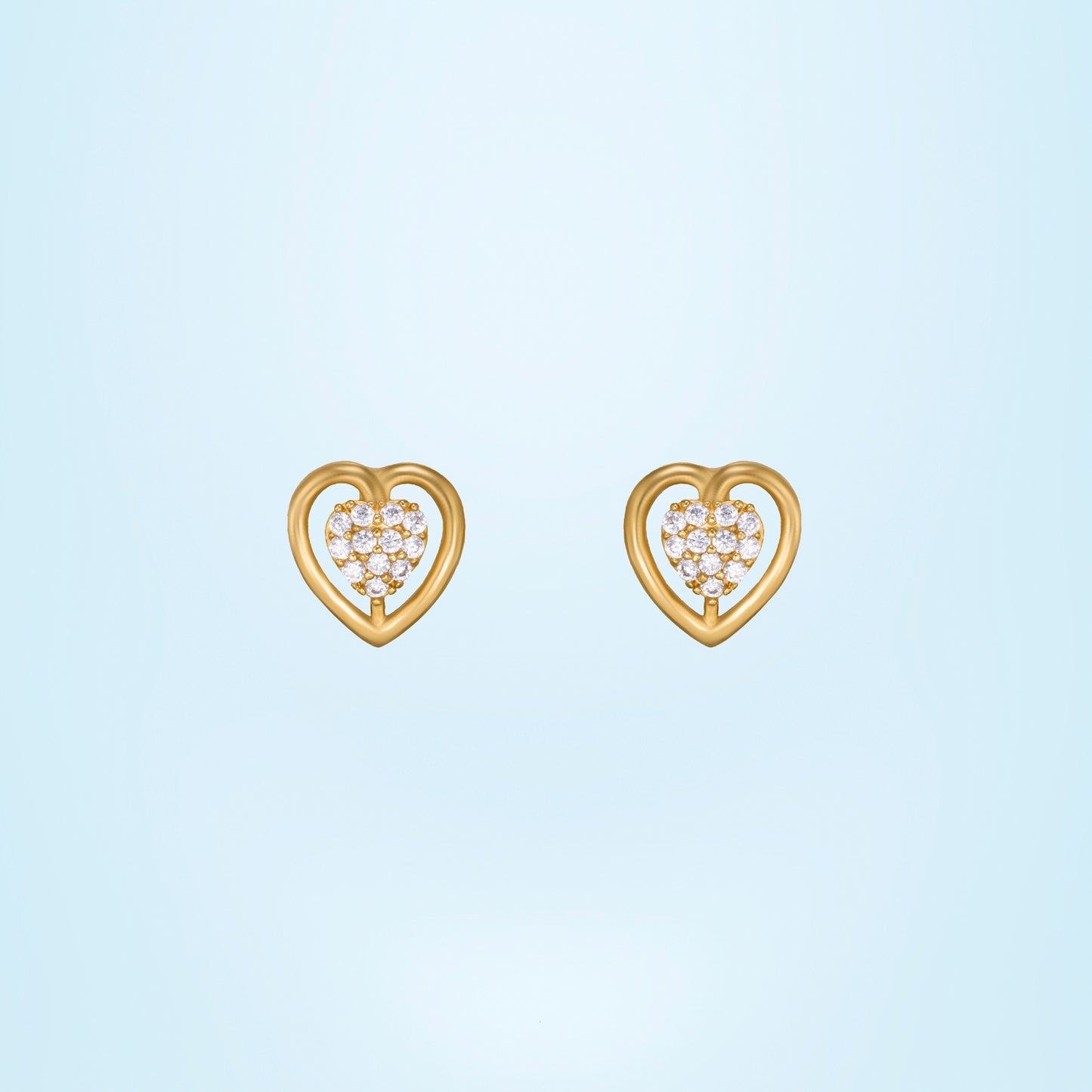 red radiant heart studs