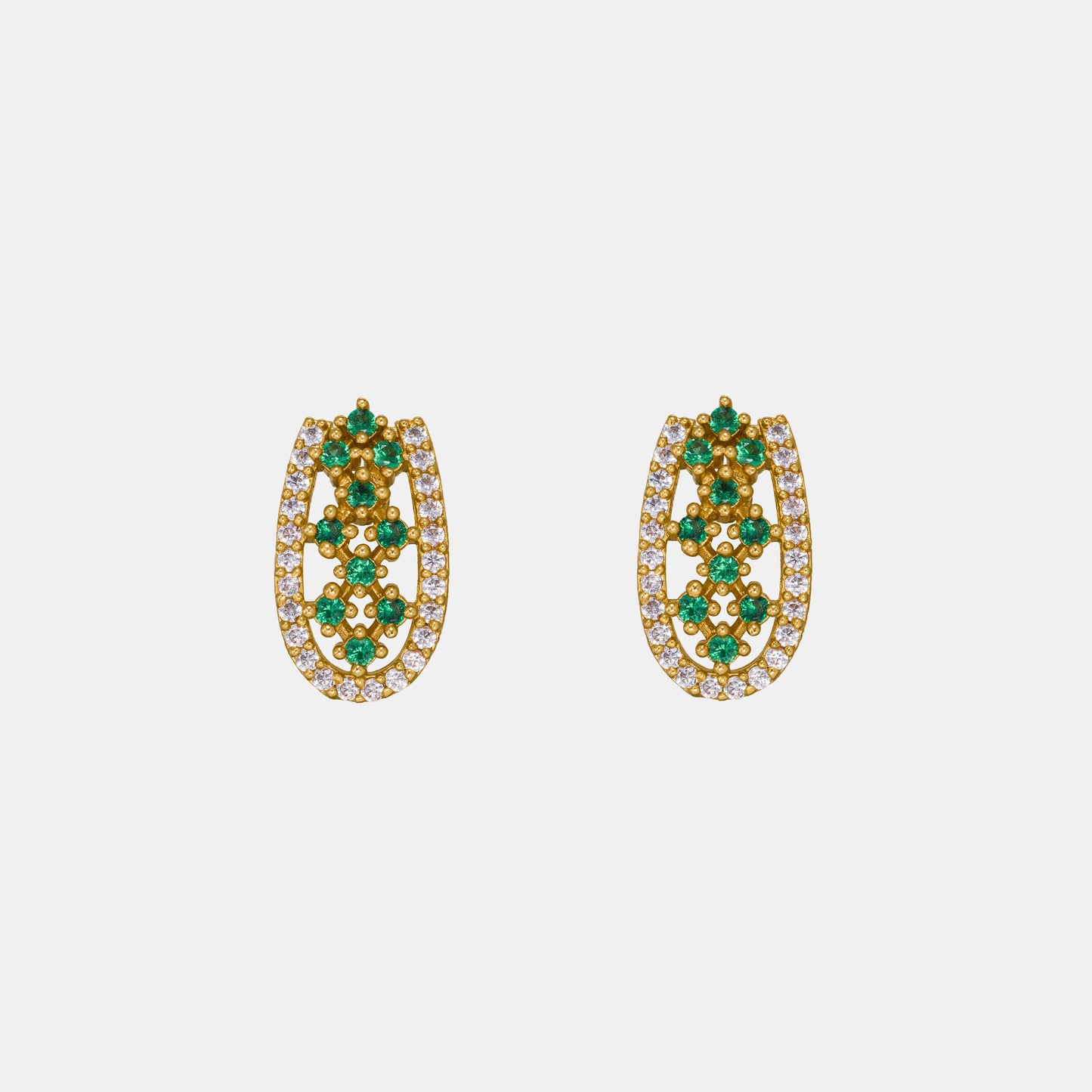 pair of emerald and diamond earrings