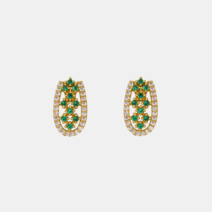 Pair of Emerald and Diamond Earrings