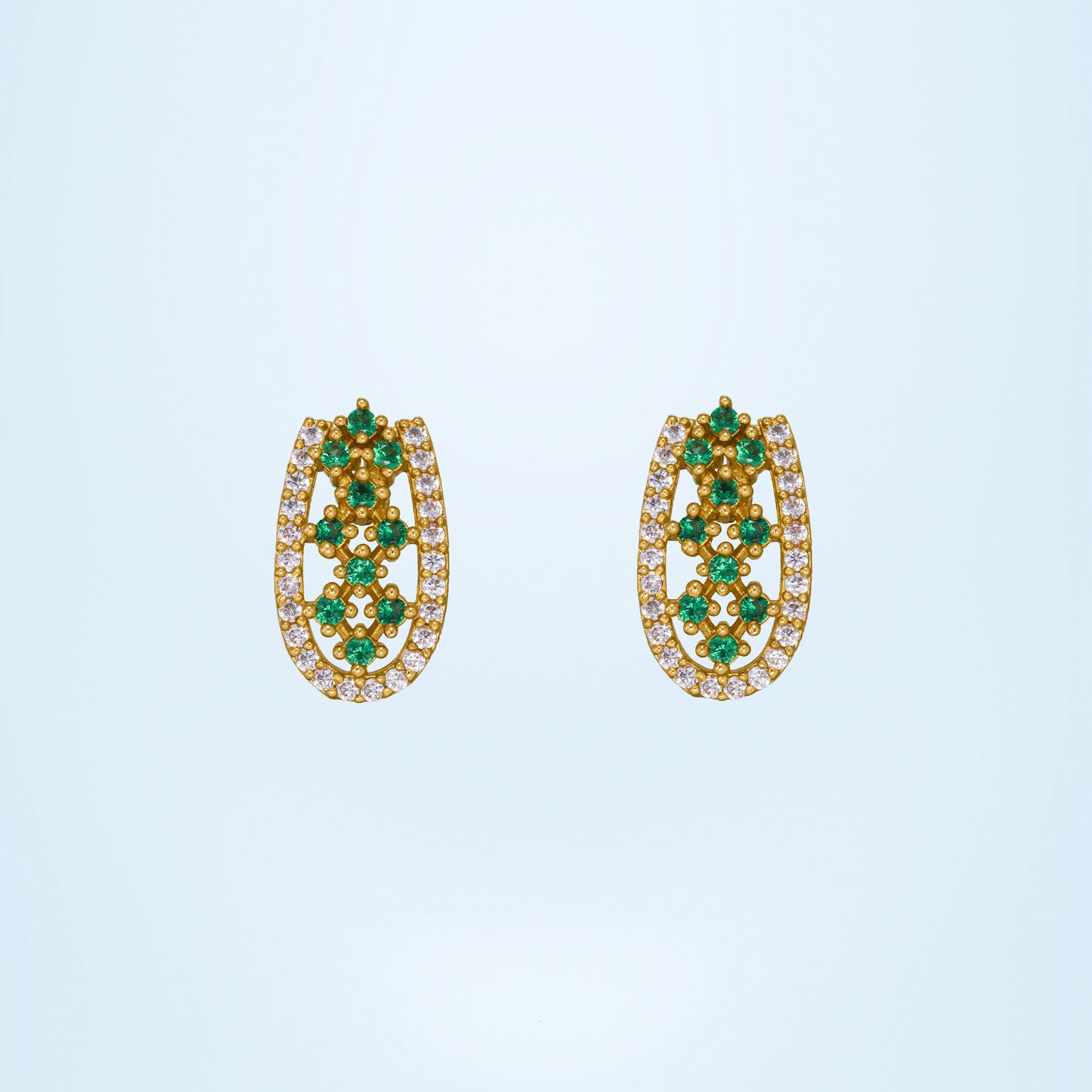 pair of emerald and diamond earrings