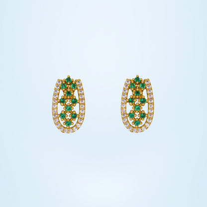 Pair of Emerald and Diamond Earrings