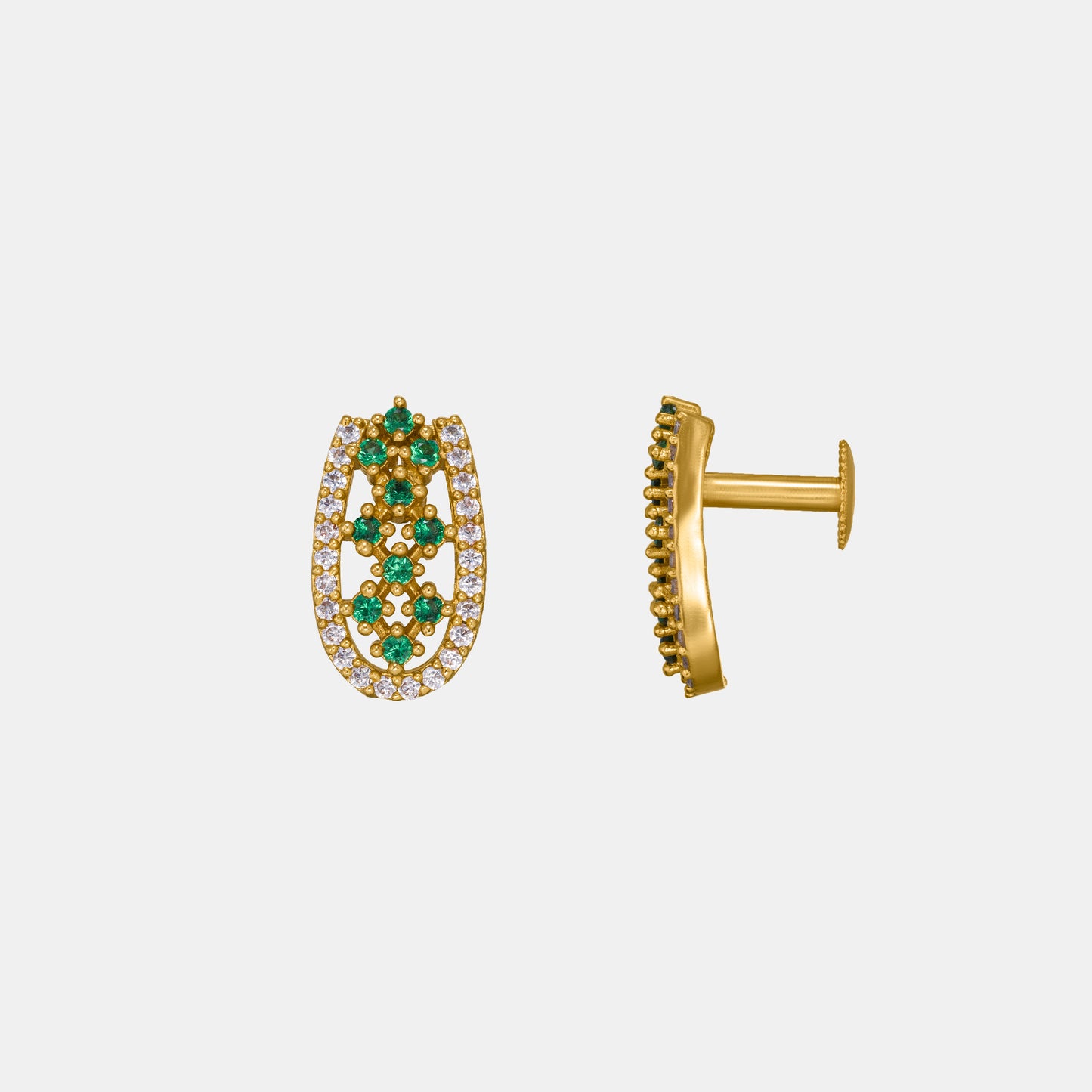 pair of emerald and diamond earrings