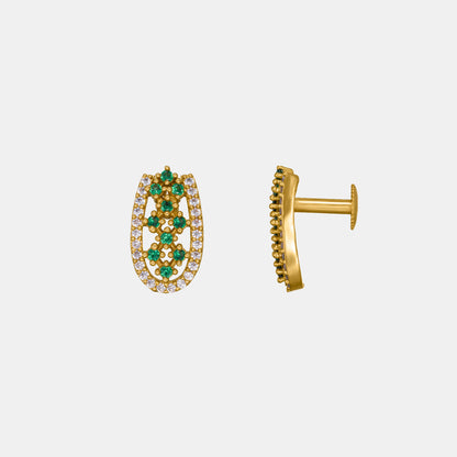 Pair of Emerald and Diamond Earrings