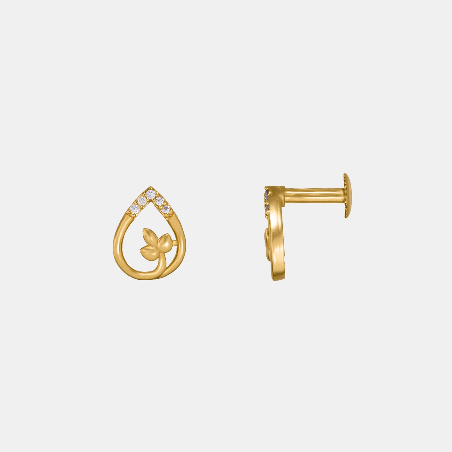 pair of golden earrings with diamonds