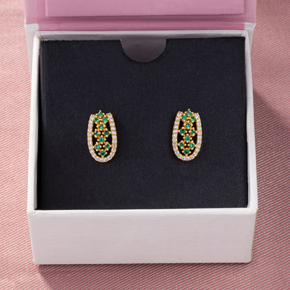 Pair of Emerald and Diamond Earrings