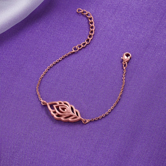 Rose Gold Bracelet with a leaf