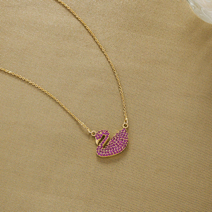 Golden Necklace with a Stone Swan