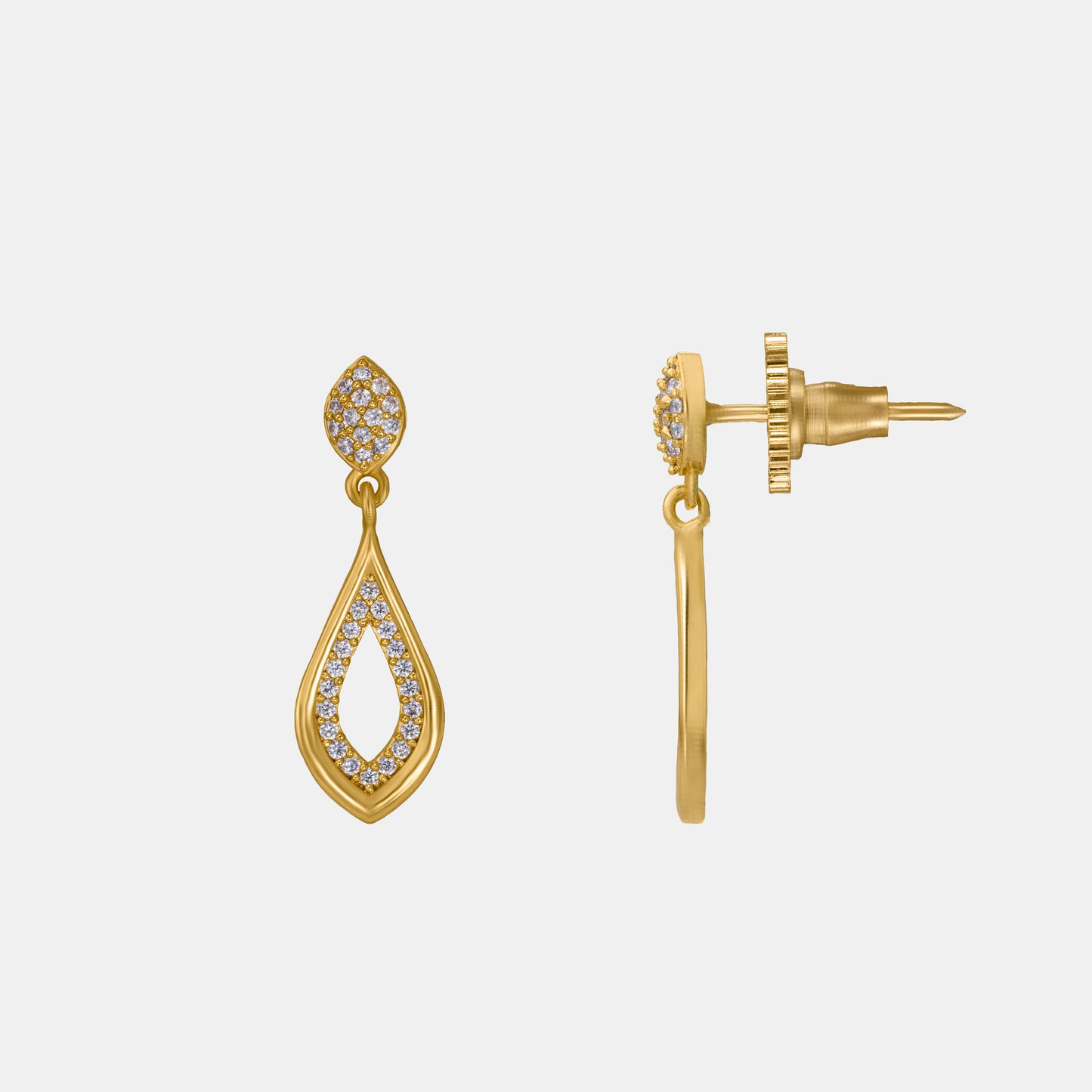 pair of golden earrings with diamonds