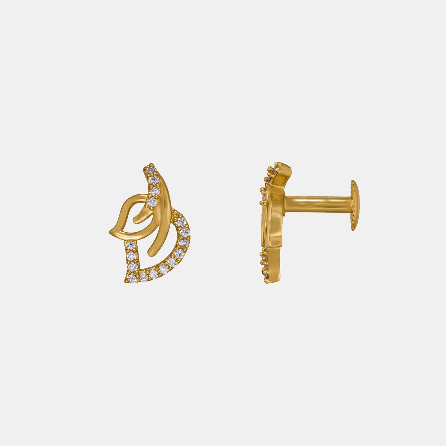 pair of golden earrings with diamonds