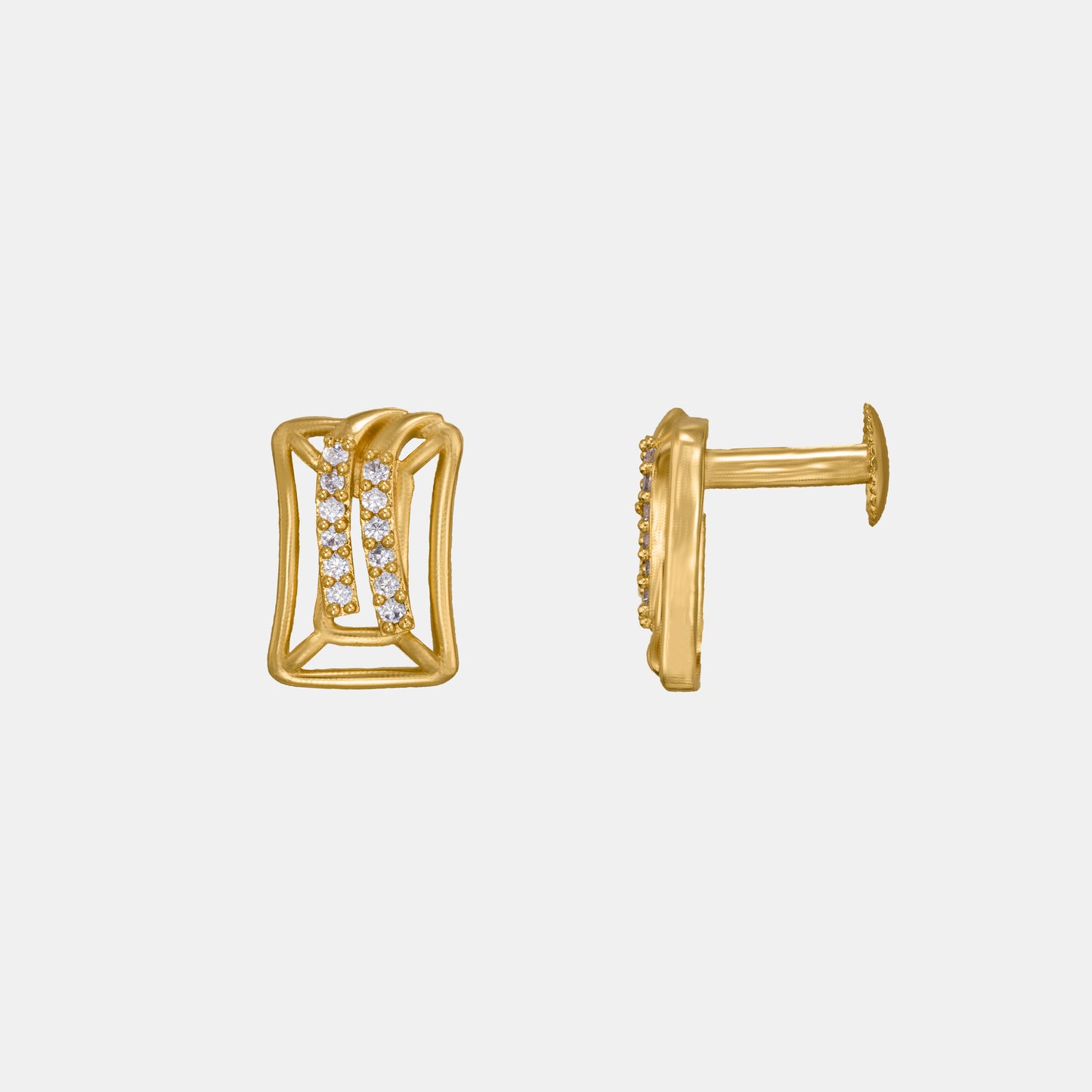 pair of golden earrings with diamonds