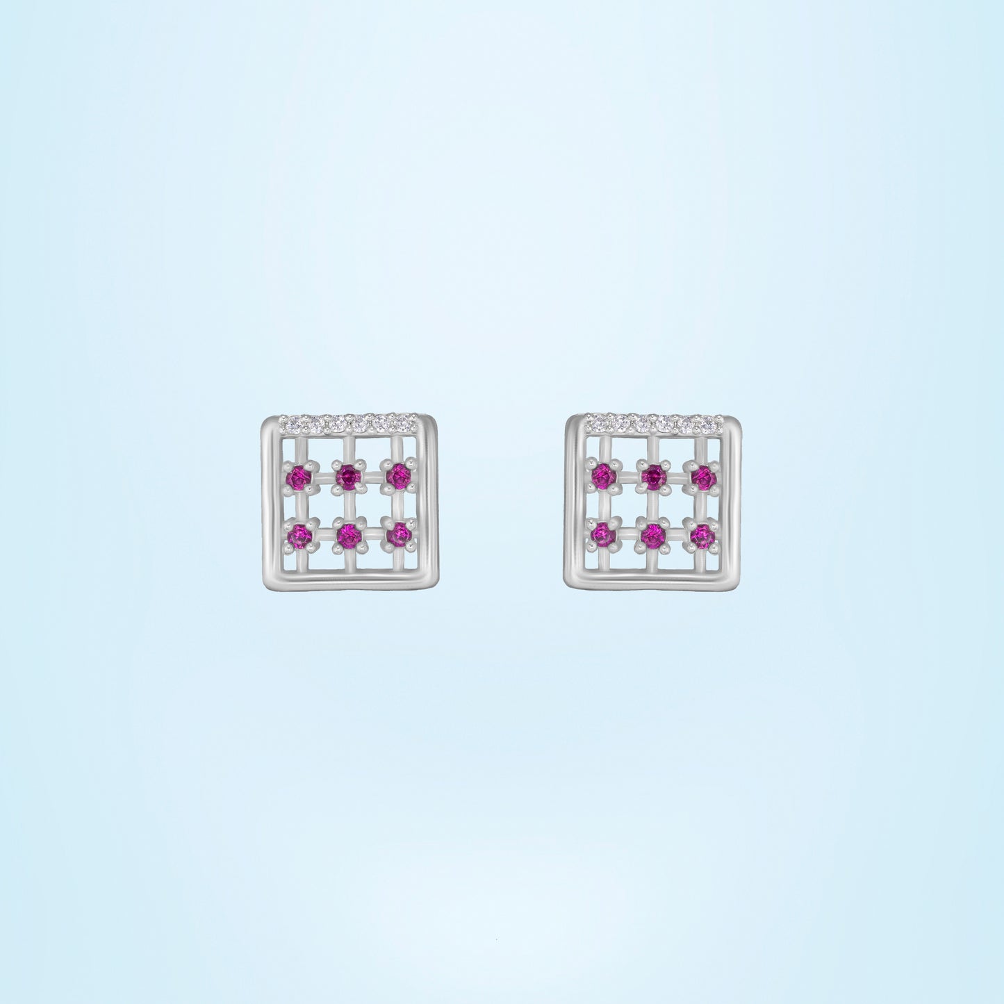 white silver radiant grid studs