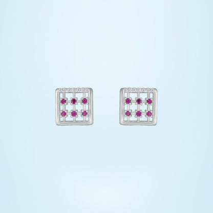 White Silver Radiant Grid Studs