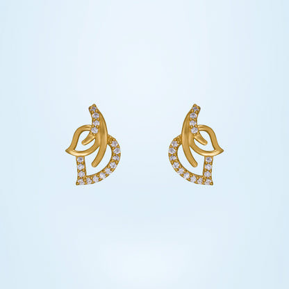 Pair of Golden Earrings with Diamonds