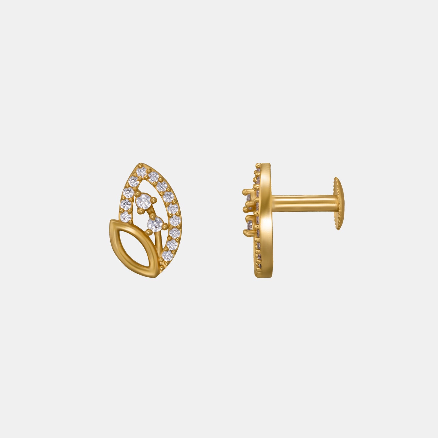 pair of golden earrings with diamonds