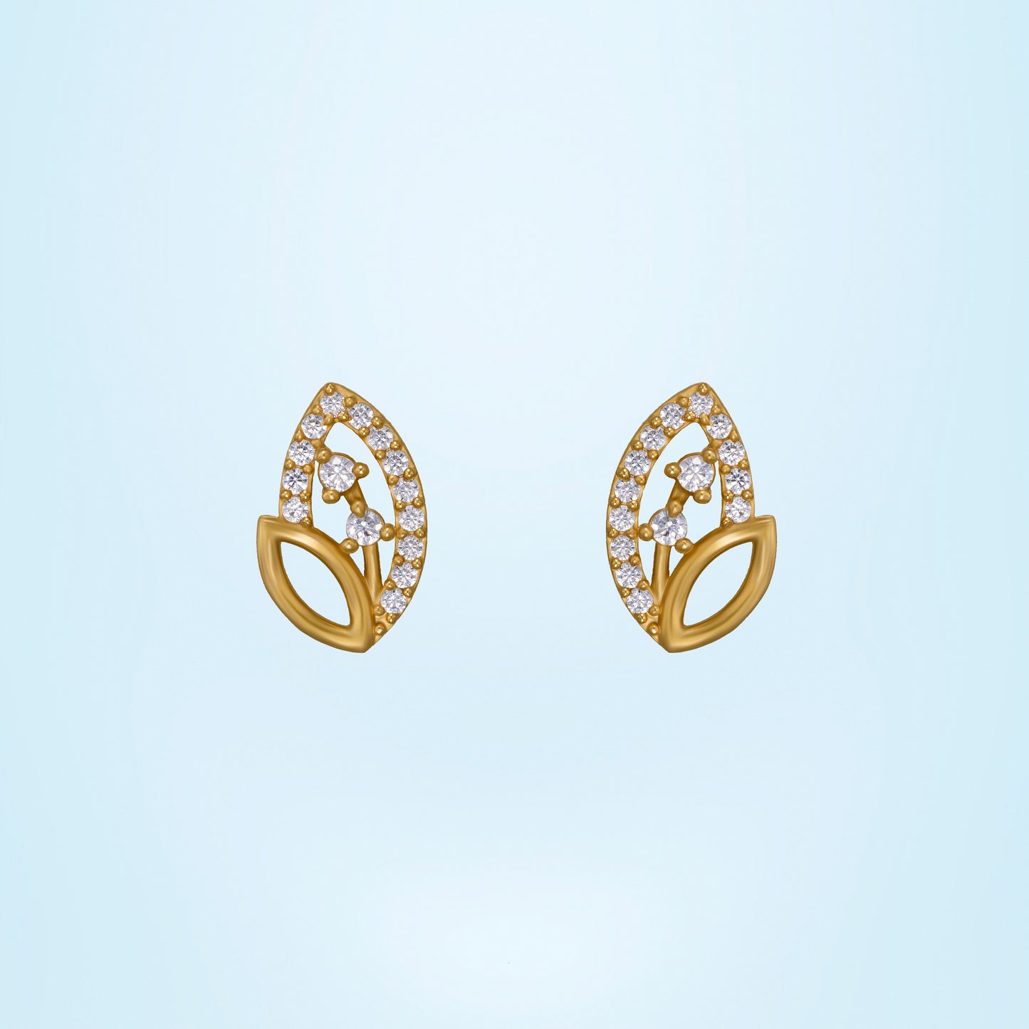 pair of golden earrings with diamonds