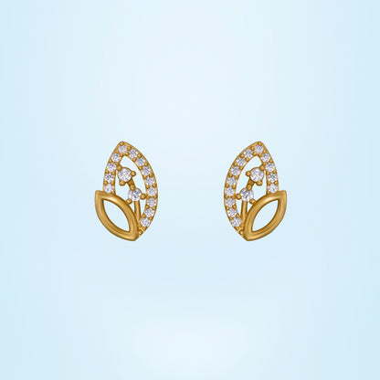 Pair of Golden Earrings with Diamonds