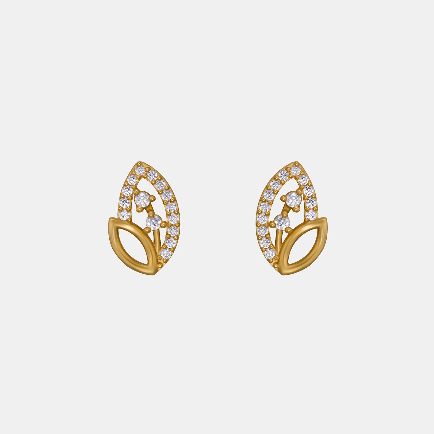 pair of golden earrings with diamonds