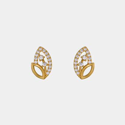 Pair of Golden Earrings with Diamonds