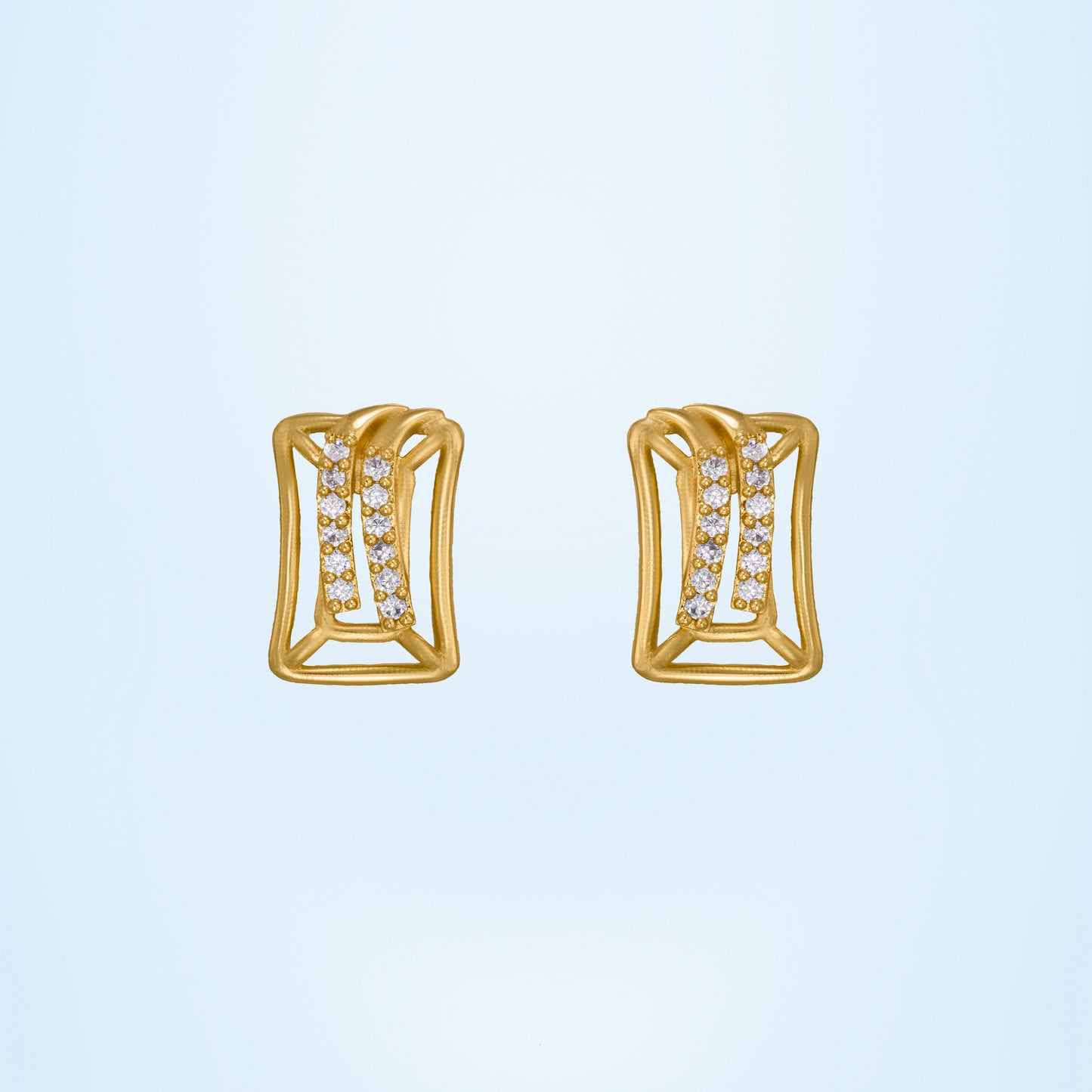 pair of golden earrings with diamonds