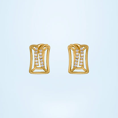 Pair of Golden Earrings with Diamonds