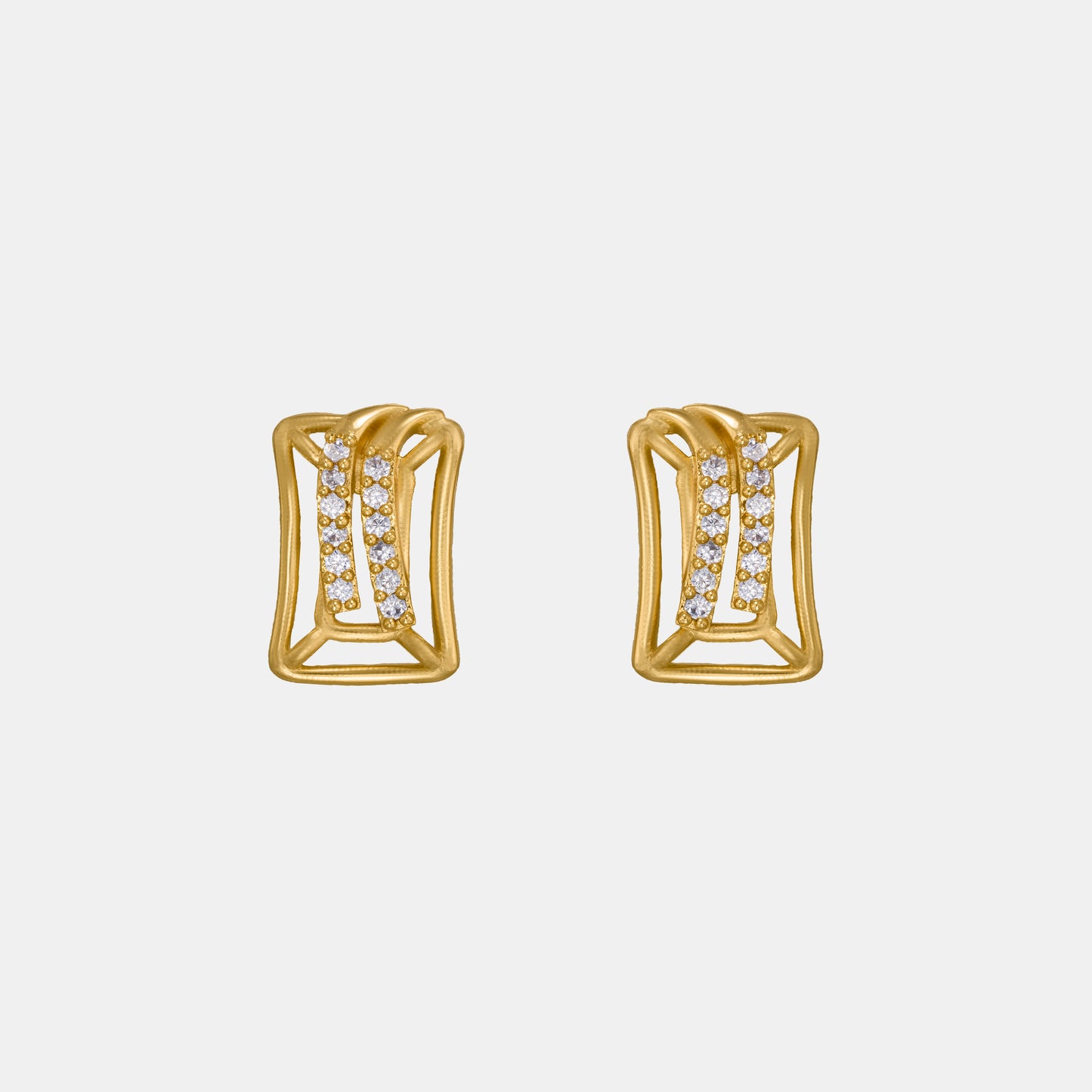 pair of golden earrings with diamonds