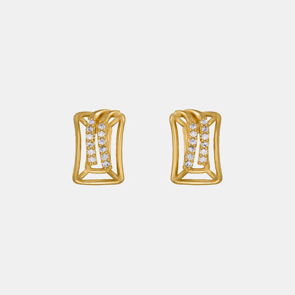 Pair of Golden Earrings with Diamonds