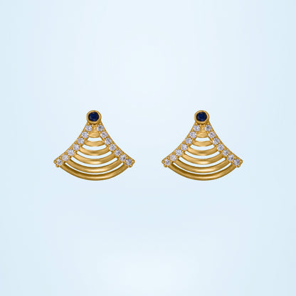 Pair of Golden Earrings with Sapphire and Diamonds