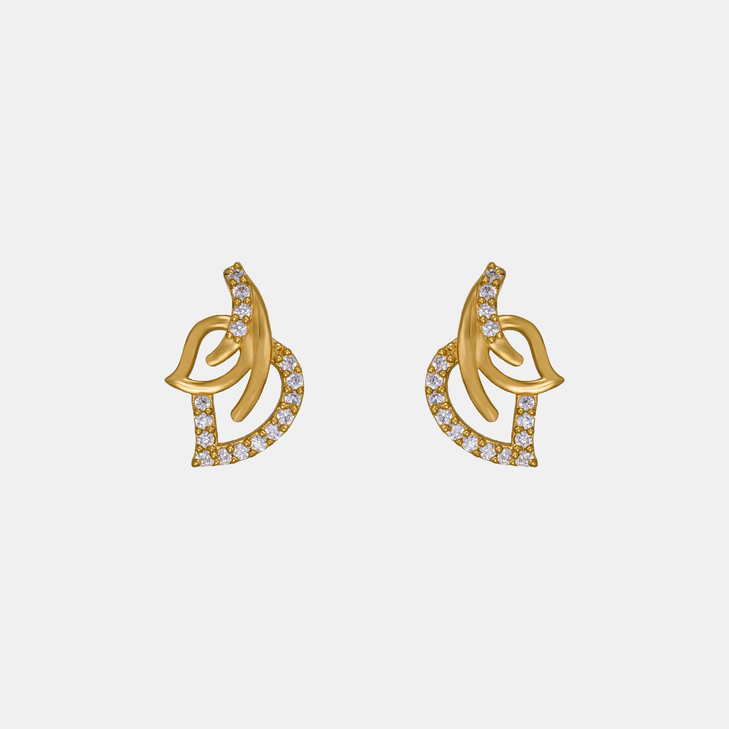 pair of golden earrings with diamonds