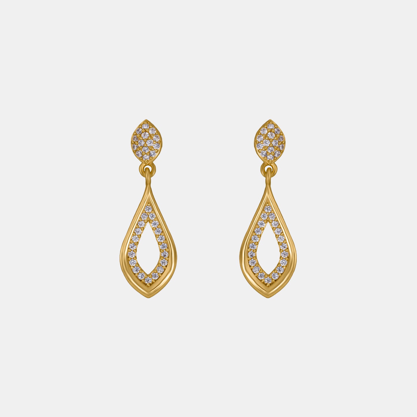 pair of golden earrings with diamonds