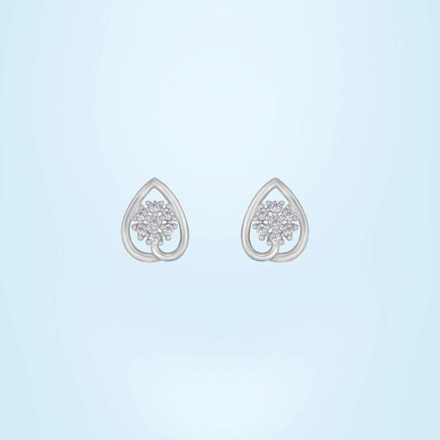 silver white petal raindrop earrings