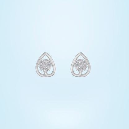 Silver White Petal Raindrop Earrings