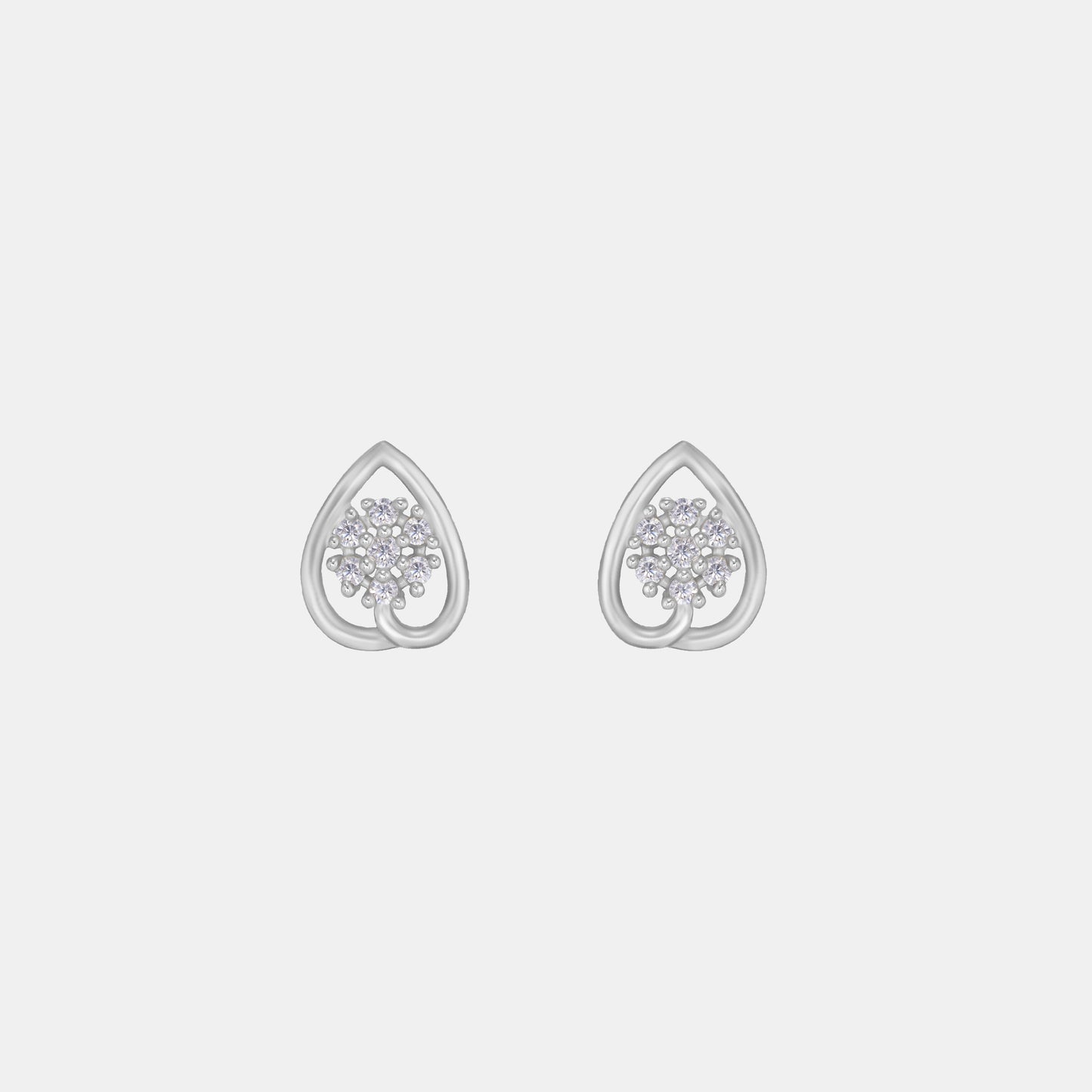 silver white petal raindrop earrings