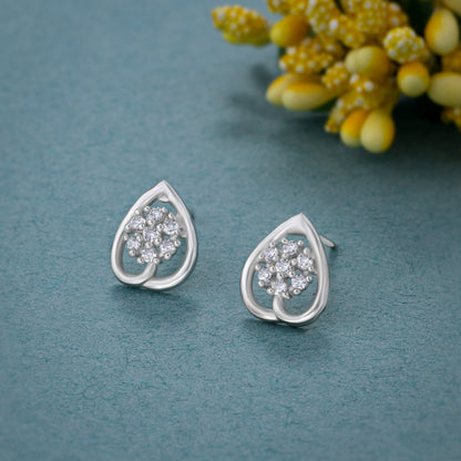 Silver Petal Raindrop Earrings