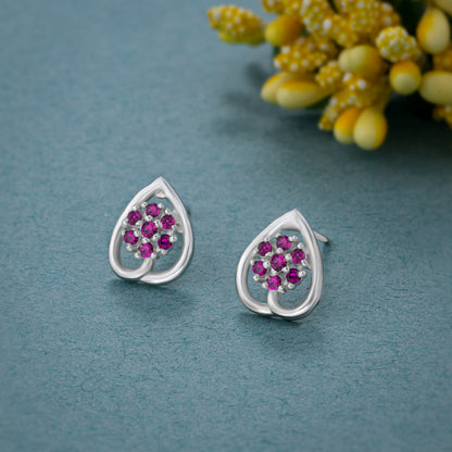 Silver Petal Raindrop Earrings