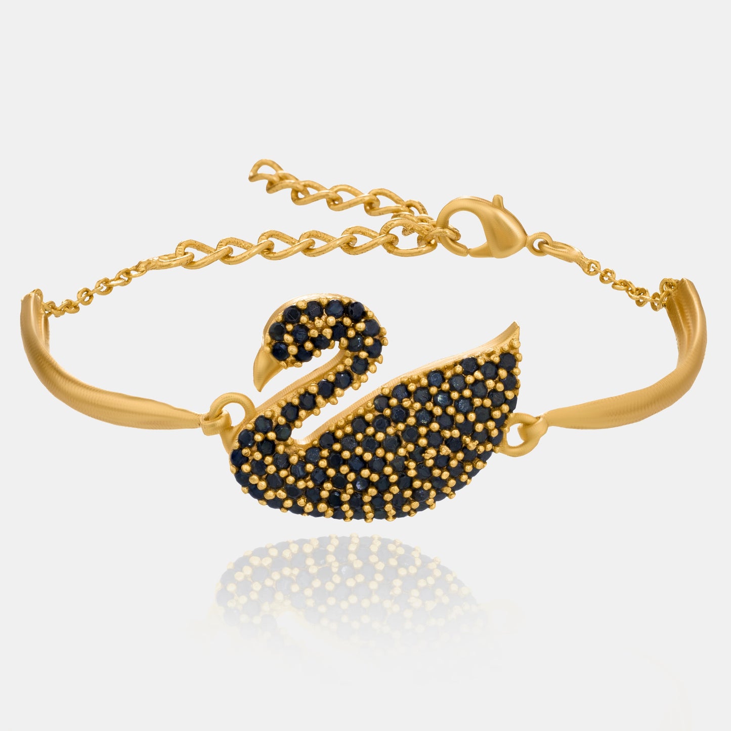 golden bracelet with a swan on it