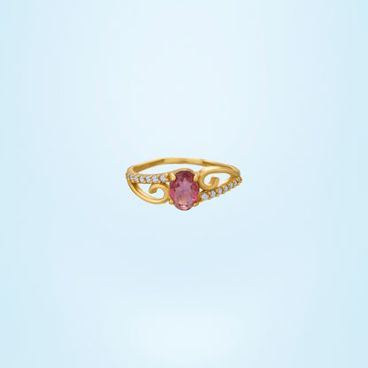 Golden Ring with a Tourmal Stone and Diamonds