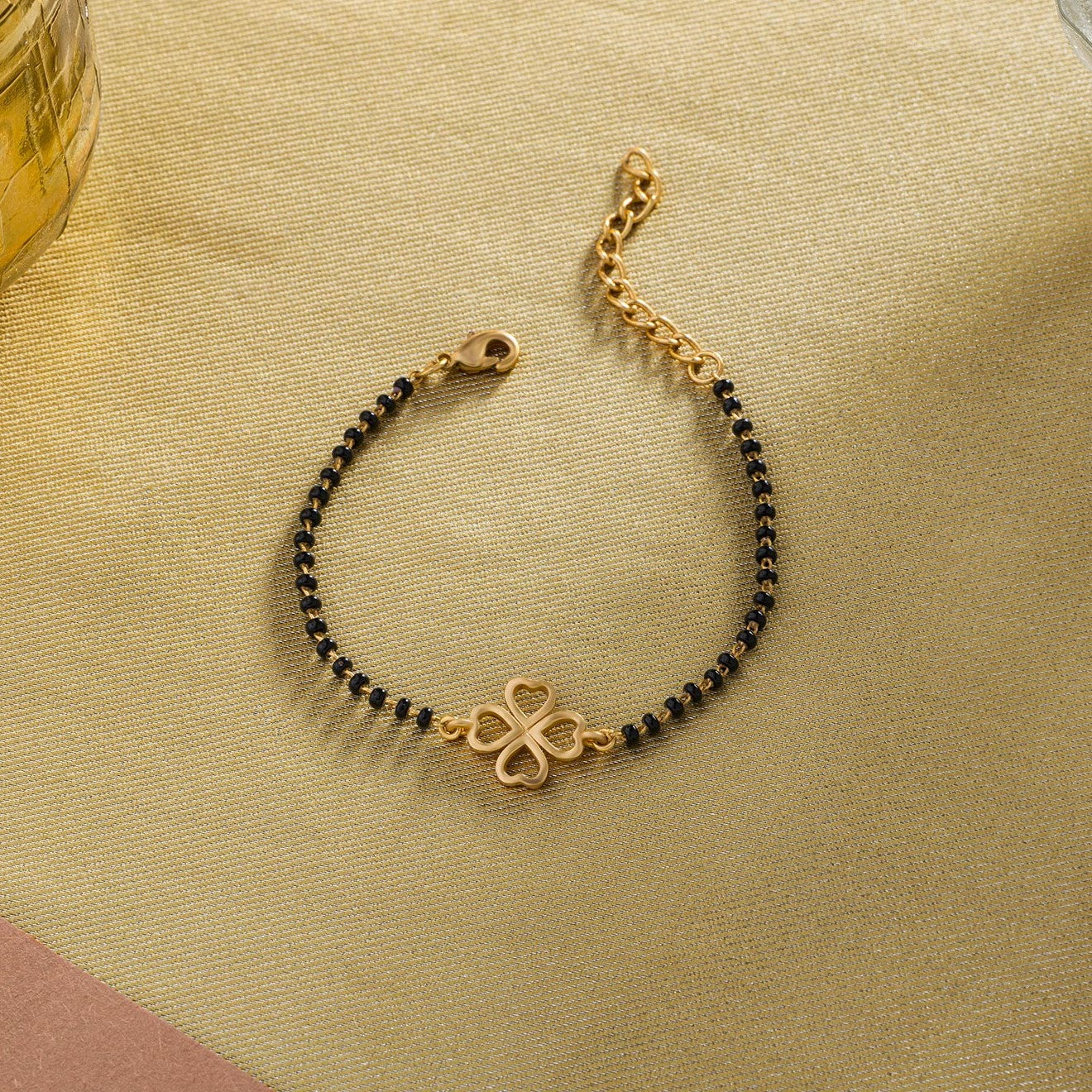 mangalsuthra bracelet with flower hearts