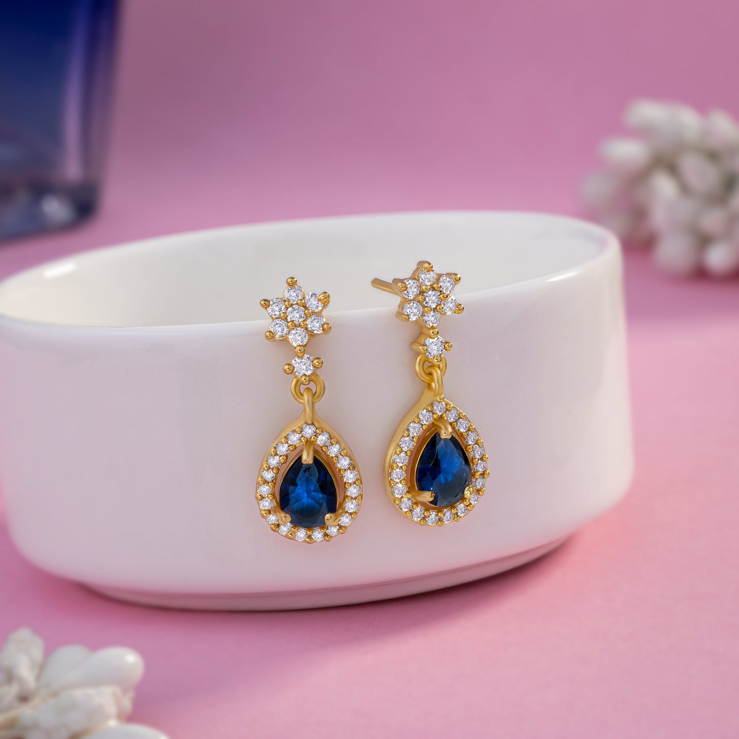 blue starry blossom earring