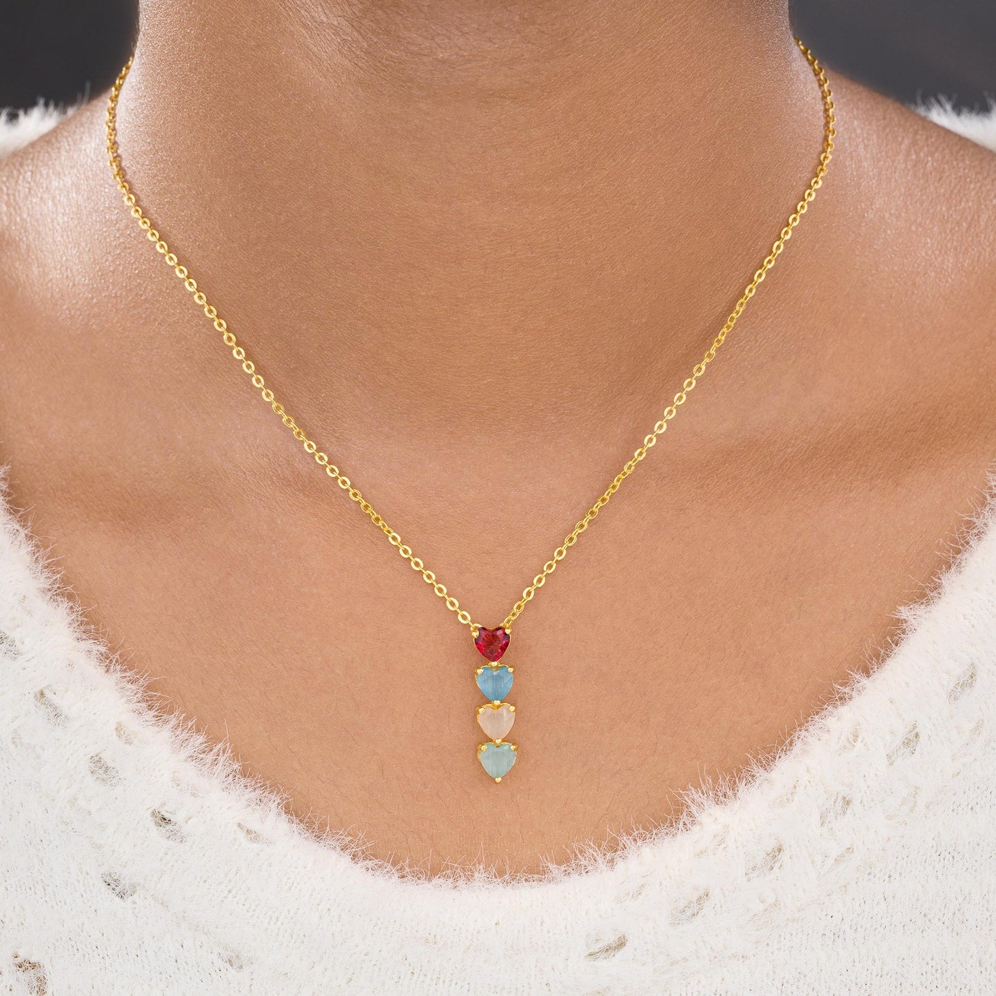 aurora multi heart necklace